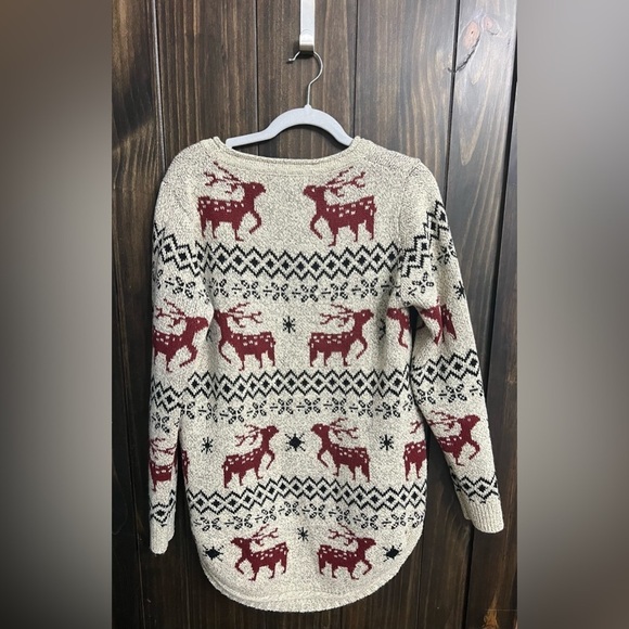 Shineflow-Reindeer Snowflake Midi Christmas Pullover Sweater Tunic-Size:Medium - Picture 6 of 9